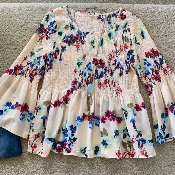 Jane and Delancey Smocked Bell Sleeve Top - Picture 2 of 6